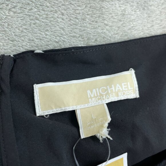 Michael Kors Black Polka Dot Long Sleeve Square Neck Peplum Top L 100% NWT 1423 - Picture 3 of 8